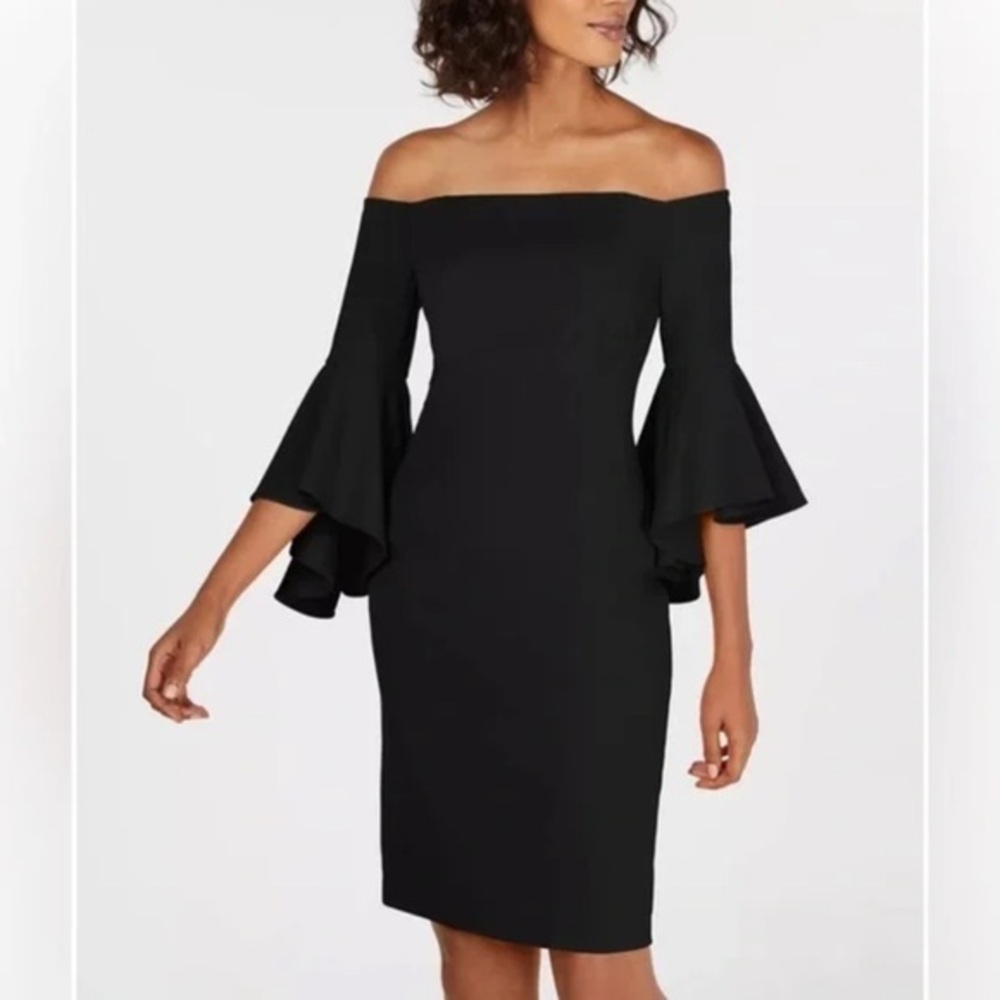 NWT Gorgeous Calvin Klein off shoulder bell sleeve dress.  12 🔥